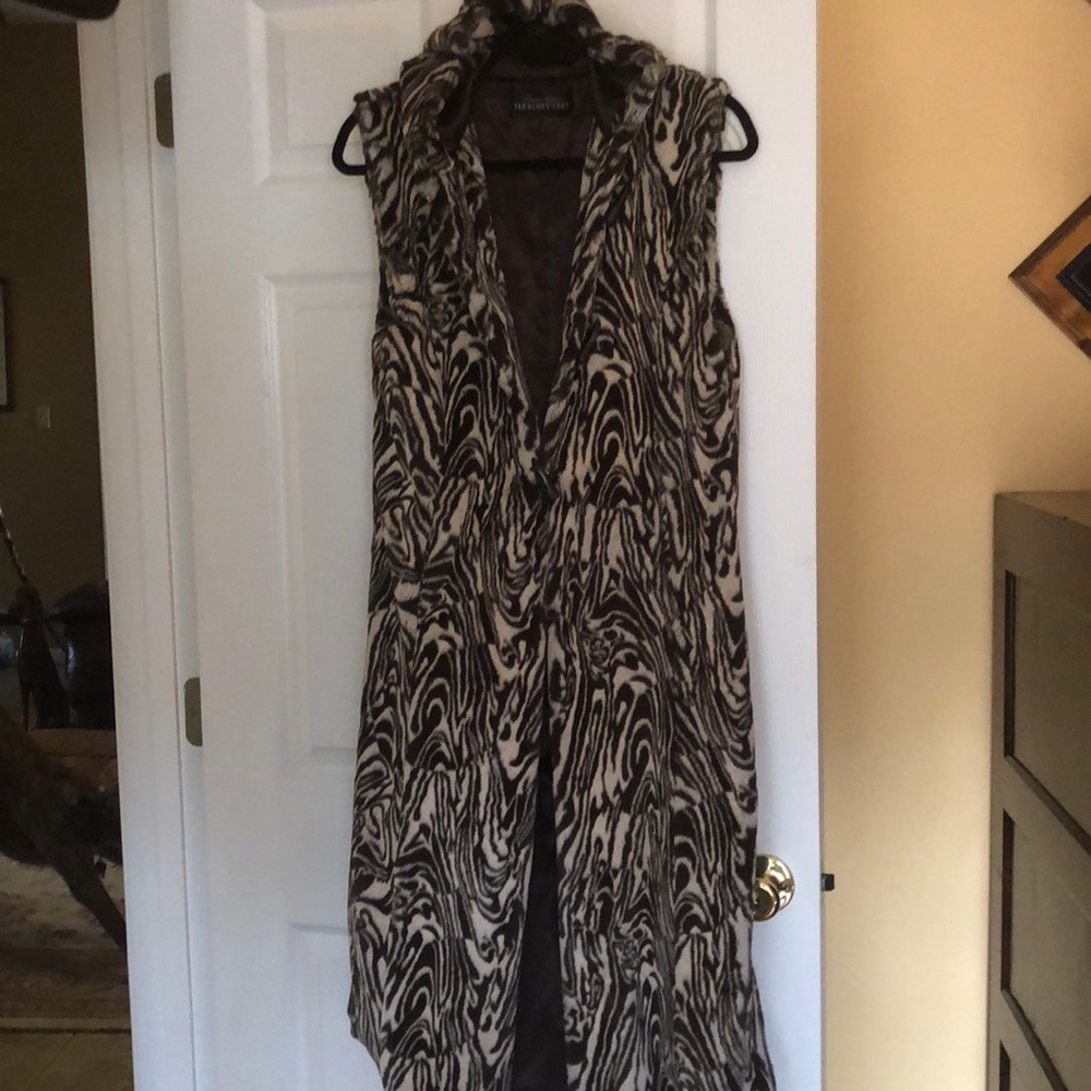 Fabulous Furs faux fur long vest